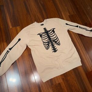 Together Beige Skeleton Print Crewneck Sweater